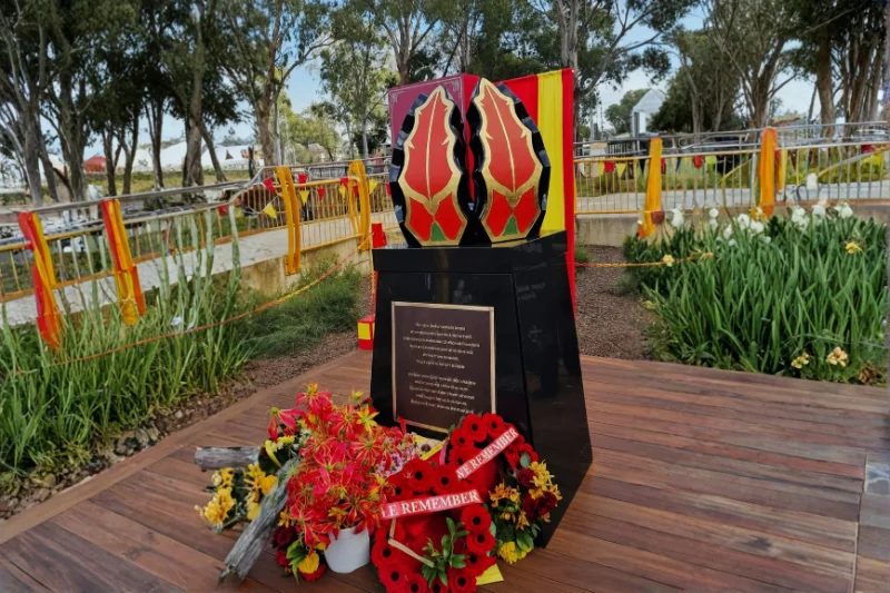 Tamil Community Memorial with remembrance wreaths and floral tributes in Sydney.