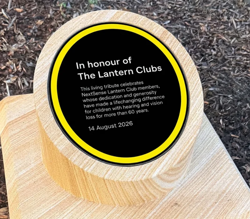 Bespoke sandstone plinth for NextSense by Globe Memorial